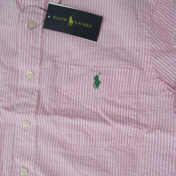 90's/00's Blue and White Seersucker Button Down Shirt by Ralph Lauren main image 1